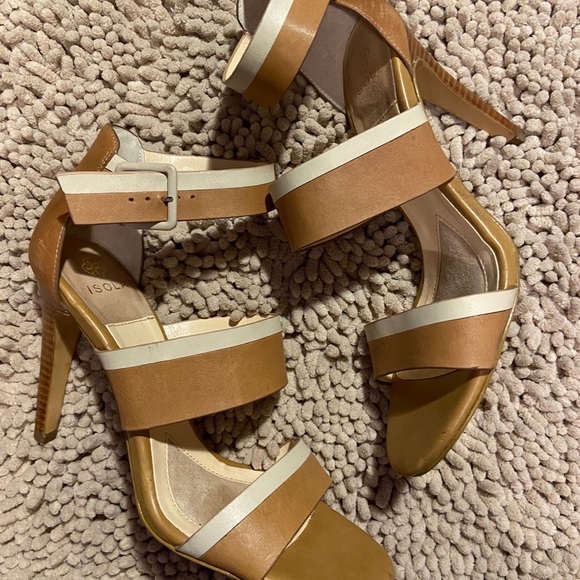 Isola Shoes - Isola Beige & White Strappy Heels